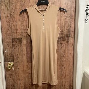 tan dress with hood